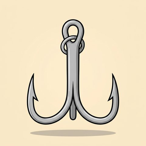 Mustad 5X strong treble hooks